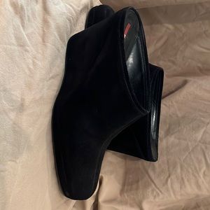Prada suede wedge booties